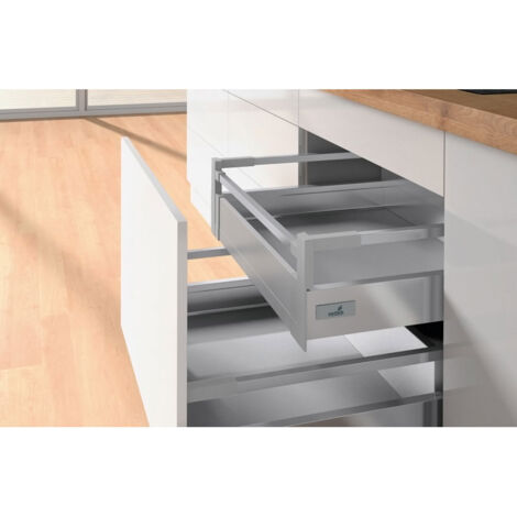 Hettich – Kit tiroir à l'anglaise 144 mm – Longueur 470 mm – Décor anthracite – Compatible façades InnoTech Atira