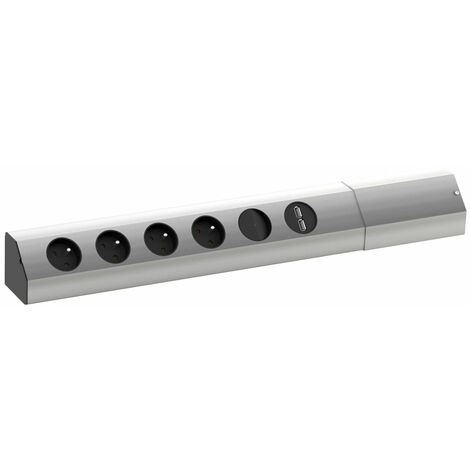 Bloc 4 prises d'angle casia - Interrupteur : Avec - Version : 4 prises secteur + 2 USB - BACHMANN