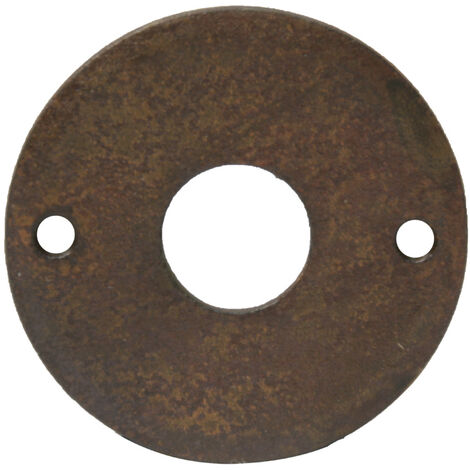 Brionne – Rosace fer pour porte – Décor rouillé ciré – Modèle bec de cane – Diamètre 43 mm – Épaisseur 2 mm – Entraxe 34 mm
