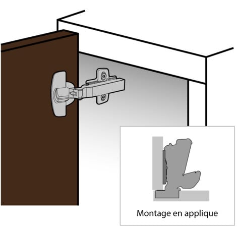 Charnière intermat 8687 165° - Amortisseur : Sans - Coudure : 0 mm - Décor : Nickelé - Diametre boîtier : 35 mm - Entraxe : 52 mm - Epaisseur porte maxi : 32 mm  - HETTICH