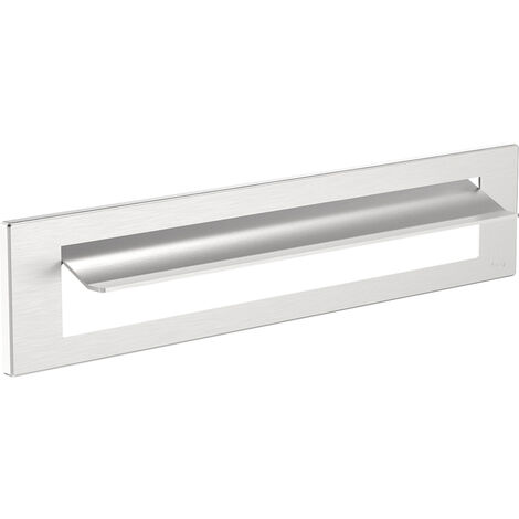 Entrée boite aux lettres - Décor : Satiné - Dimensions : 340 x 75 mm - Entraxe : 310 mm - Epaisseur : 7 mm - Matériau : Inox 304 - Ouverture : 280 x 53 mm - ITAR