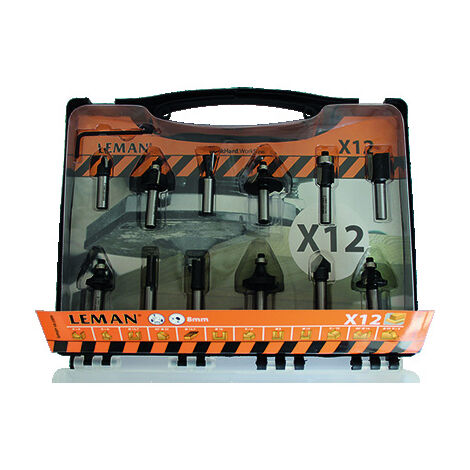 Coffret de 12 mèches défonceuse - Queue : 8 mm - LEMAN (1/2)