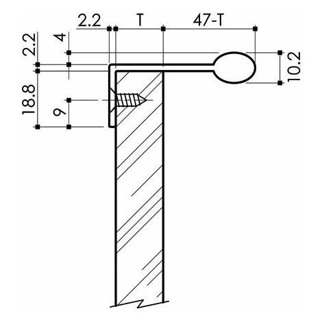 Poignée aluminium pleine - Décor : Argent - Entraxe : 32 mm - Longueur : 52 mm - Matériau : Aluminum - FOSUN