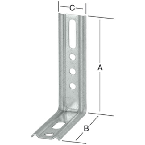 Itar – Équerre de fixation nervurée droite 100 mm – Acier galvanisé – Épaisseur 1,5 mm – Pour fixation et renforcement en construction