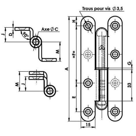 Itar – Paumelle bouts ronds 110 x 60 mm – Sens gauche – Capacité de charge 80 kg – Durabilité 200 000 cycles