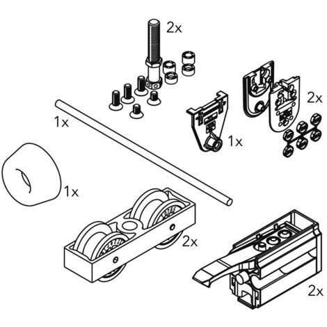 Garniture junior 40/80 gp - Pour 1 vantail : 80 GP - Charge : 80 kg - HAWA (1/5)