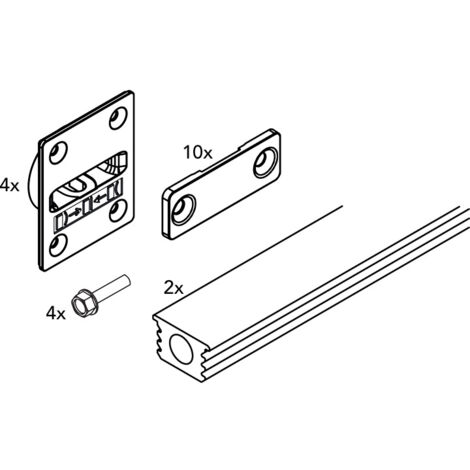 Raidisseur pour porte de meuble - kit complet pour hauteur 2040 à 2600 mm - en aluminium finition brut avec brides - HAWA SLIDING SOLUTIONS AG
