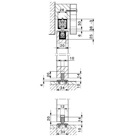 Garniture junior 40b - Garniture : Pour 1 vantail avec rail de 2 ml - HAWA