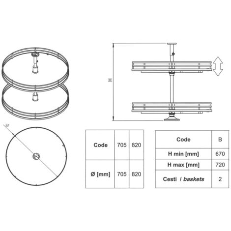 Tourniquet rond - Décor : Anthracite - Diamètre : 820 mm - Pour caisson : 900 x 900 mm - INOXA INDUSTRIE