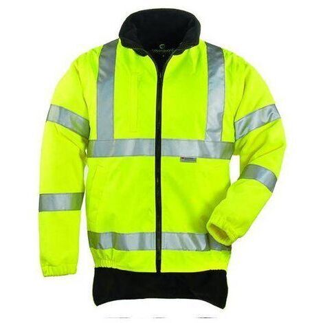 Veste hi/viz jaune 2/1 manches amovibles noir - Taille : XL - EURO PROTECTION