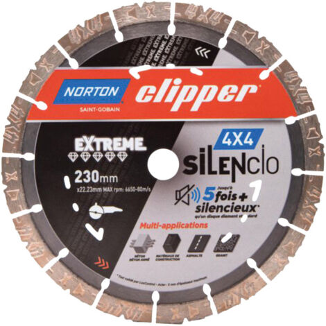 Disque diamant 4x4 silencio a.22.23mm - Diametre : 125 - NORTON