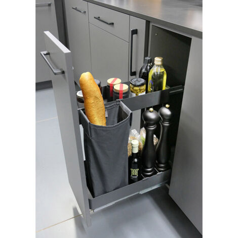 Coulissant bas 2 corbeilles et sac baguette k-line - Largeur intérieur de caisson : 262 - 268 mm - Pour caisson de largeur : 300 mm - KESSEBOHMER