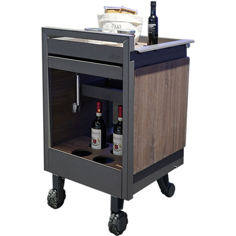 Desserte encastrable jino - Pour caisson de hauteur mini : 840 mm - Charge : 55 kg - Décor : Anthracite / Bois foncé - Hauteur : 810 mm - Largeur : 530 mm - VIBO (1/2)