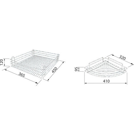 Organiseur Coulissant D'Angle Yuanny Pour Armoire 800mm - 2 Niveaux Blanc - Ouverture à Gauche