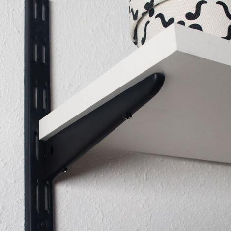 Console double pour étagère – Acier laqué noir mat – Longueur 270 mm – Charge 50 kg – Pour tablettes bois ou verre – Element System