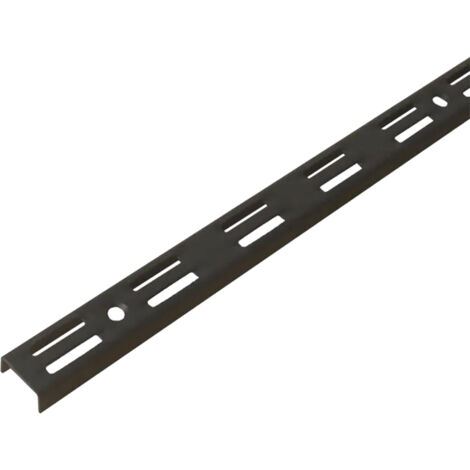 Crémaillère double en acier - entraxe 32 mm - Décor : Noir mat - Longueur : 2060 mm - RAL : 9005 - ELEMENT SYSTEM