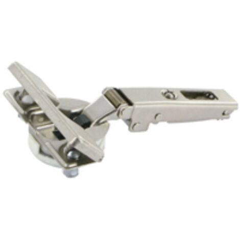 Charnière invisible pour meuble – Coudure 9 mm – Entraxe 48 mm – Montage demi-applique – Réglage latéral +4,5 mm – Salice