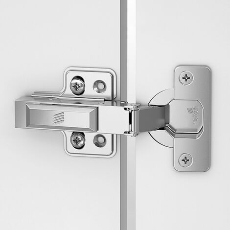 Hettich – Charnière pour meuble inox 105° avec amortisseur – Montage en applique – Résistante à la corrosion – Coudure 0 mm