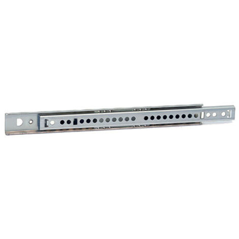 Indaux – Coulisse à billes pour tiroir 450 mm – Hauteur 27 mm – Acier zingué – Charge max 10 kg – Largeur rainure 7 mm – Sortie partielle