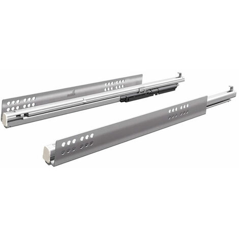 Hettich – Coulisse pour tiroir Quadro V6 Silent System – Longueur 470 mm – Charge 30 kg – Montage sous tiroir – Acier zingué