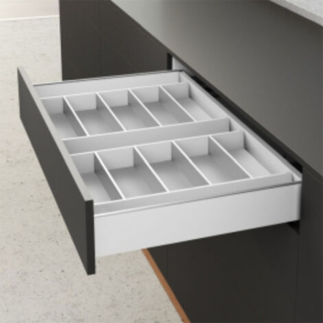 Range couverts orgatray 630 - Décor : Argent - Pour tiroir de profondeur : 500 mm - Profondeur : 473 mm - HETTICH