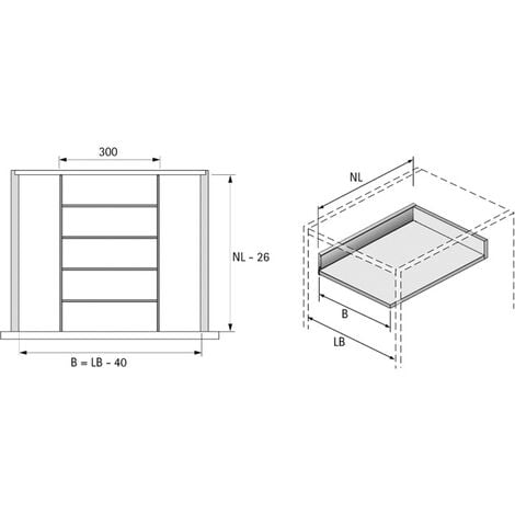 Range-couverts pour tiroir, largeur du meuble: 300 mm, profondeur
