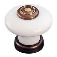 Bouton porcelaine - Diamètre : 30 mm - Décor : Blanc / Bronze - FOSUN