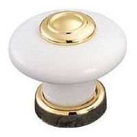 Bouton porcelaine - Diamètre : 30 mm - Décor : Blanc / Bronze - FOSUN