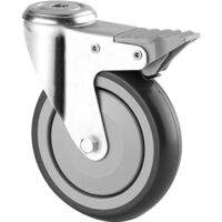 Roulette pivotante ø100 ou 125 - Fixation : Avec platine 77 x 67 mm - Charge : 70 kg - Hauteur : 135 mm - Diamètre : 100 mm - Blocage : Avec - TENTE