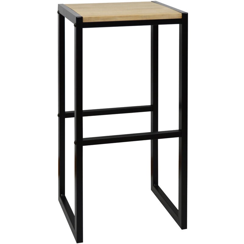 Pack de 2 taburetes altos iCub 36x32x75 cm Negro en madera maciza de pino acabado vintage estilo industrial Box Furniture