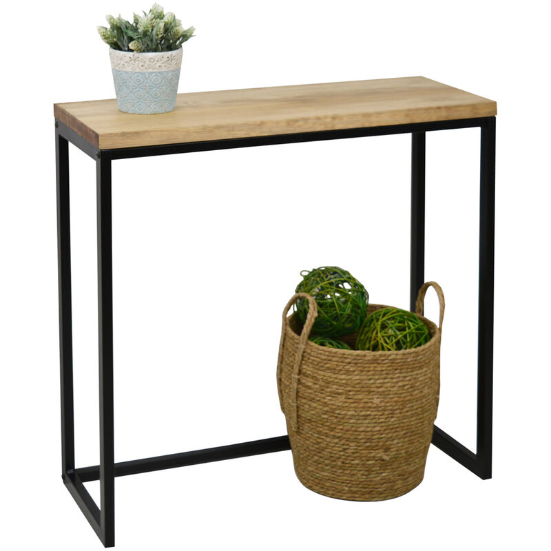 Recibidor iCub Big Wood 80x30x80cm Negro en madera maciza de pino acabado vintage estilo industrial Box Furniture