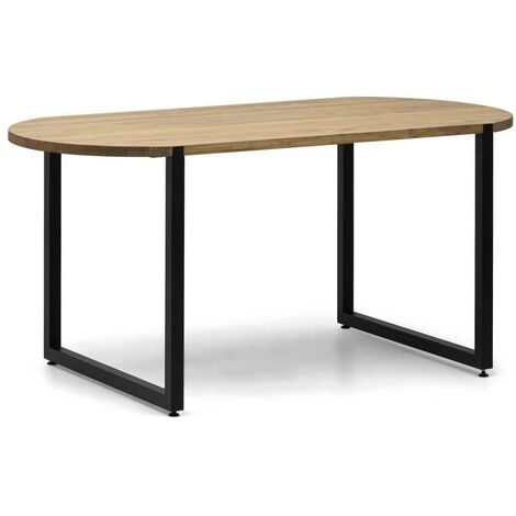 Mesa Uley Ovalada 160x80x75cm Negra en madera maciza de pino acabado envejecido estilo industrial Box Furniture