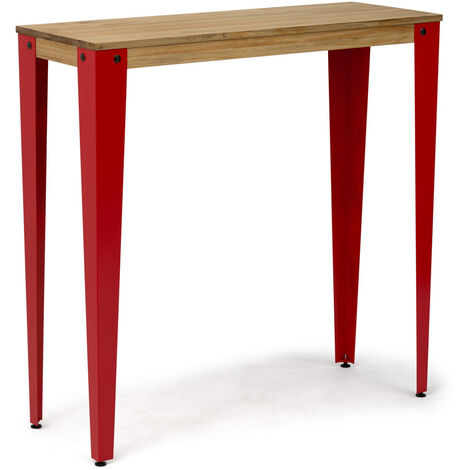 Mesa Lunds Alta 39x70x110cm Roja en madera maciza de pino acabado vintage estilo Industrial Box Furniture