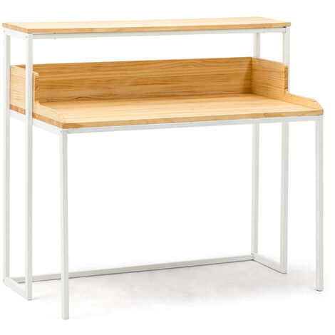 Mesa de Estudio Swindon 120x60x110cm Blanca en madera maciza de pino acabado natural estilo nórdico industrial Box Furniture (1/5)