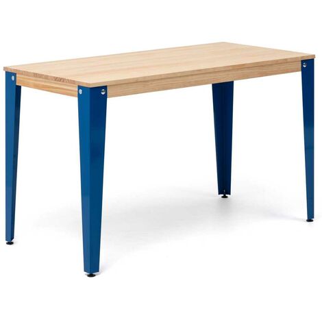 Mesa Lunds Estudio 120x80x75cm Azul en madera maciza de pino acabado natural estilo nórdico industrial Box Furniture