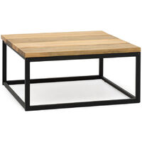 Mesa de Centro Preston Negra 80x80x38cm con tablero de madera maciza de piezas tricolor Box Furniture