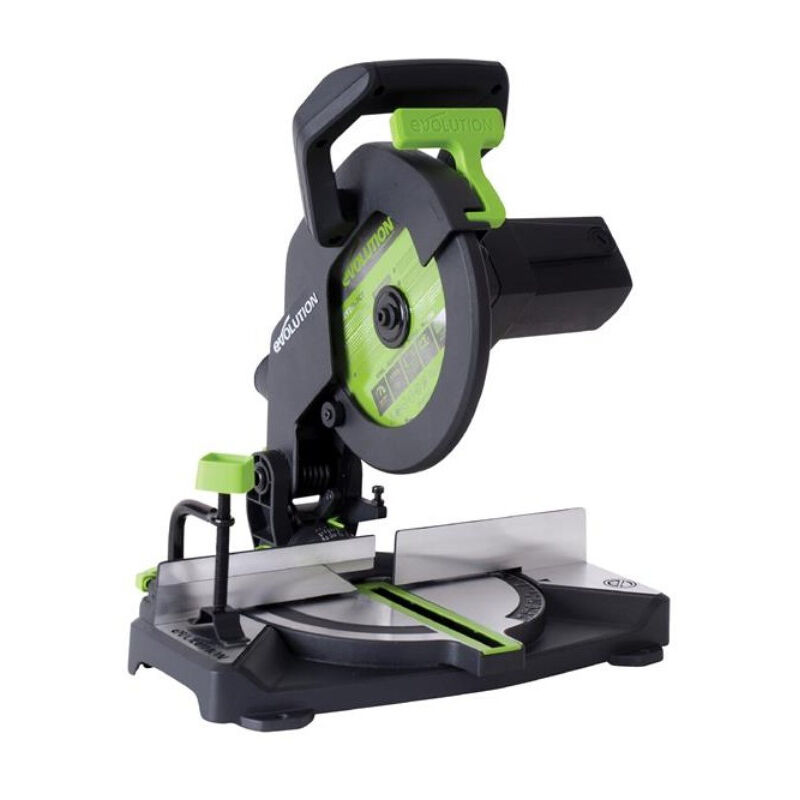 Evolution Power Tools R255SMS 10-Inch Sliding Miter Saw Multi-Material,  Multi-Purpose Cutting Cuts Metal, Plastic, Wood & More 0˚ - 45˚ Bevel Tilt  