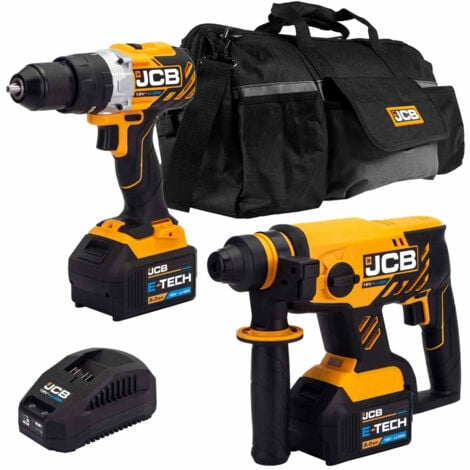 JCB 21-18BLTPKSDS-5 18V Combi Drill & SDS Drill Twin Pack with 2x