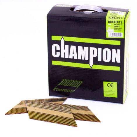 Champion 1st fix 3.1 x 90mm Electro Galvanised Smooth Nails 2200 (No Fuel Cells)
