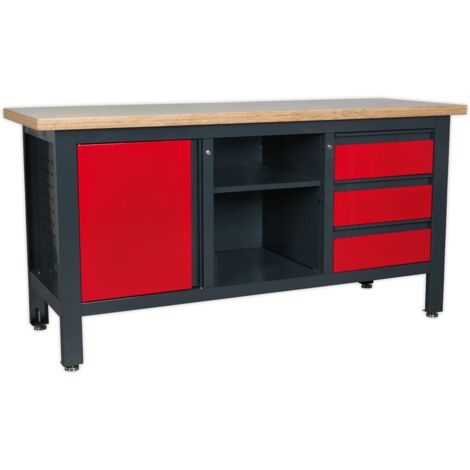 Sealey Workstation with 3 Drawers, 1 Cupboard & Open Storage