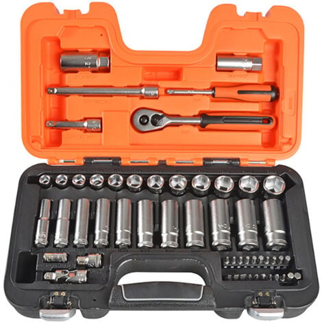 1/4 3/8 and 1/2 Square Drive Socket Set with Combination  Wrenches/Screwdriver Bits, BAHCO