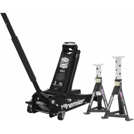 Sealey 3040ABCOMBO Trolley Jack 3t & Axle Stands (Pair) 3t per Stand Combo