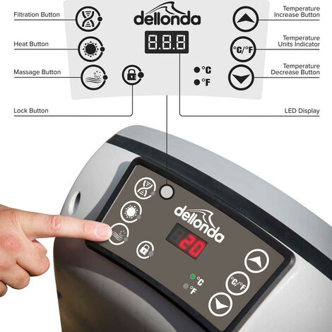 Dellonda DL90 2-4 Person Inflatable Hot Tub Spa with Smart Pump