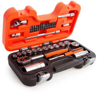 Bahco S330 1/4" and 3/8" Square Drive Socket Set with Metric Hex Profile and Ratchet 34pcs