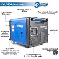 Hyundai HY4500SEi 4-Stroke Petrol Portable Inverter Generator 4000W 230V
