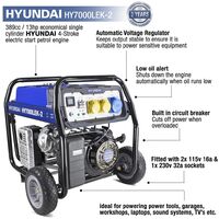 Hyundai HY7000LEK-2 13hp 389cc Petrol 4-Stroke Electric Start Site Generator 5500W 115V/230V