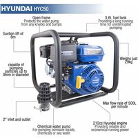 Hyundai HYC50 212cc Professional Chemical Water Pump - 2"/50mm Outlet