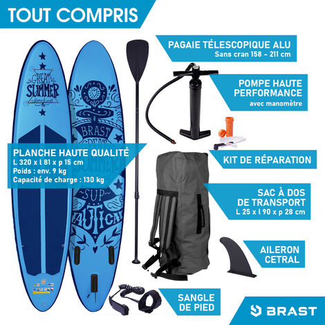 Couleurs differentes BRAST Stand up Paddle Gonflable Summer 10‘6 20psi Drop Stitch kit Complet 320x76x15cm 