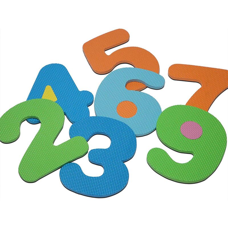 Suelo para niños puzle 31,5x31,5x1cms de goma Eva Letras, números. Pack 10  piezas ( Números de 0 a 9)