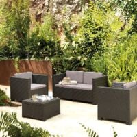 Set Diva Confort Grafito Sofá + 2 Sillones + Mesa de Centro. 4 plazas. Sp-Berner